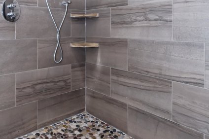 Bathroom Shower with Natural Stone Base