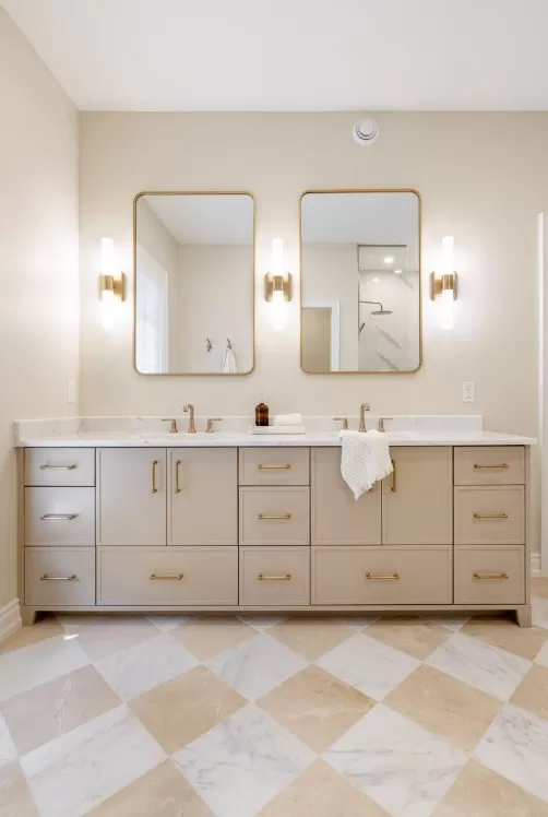 Crema Marfil & O White 12x12 Marble Checkerboard