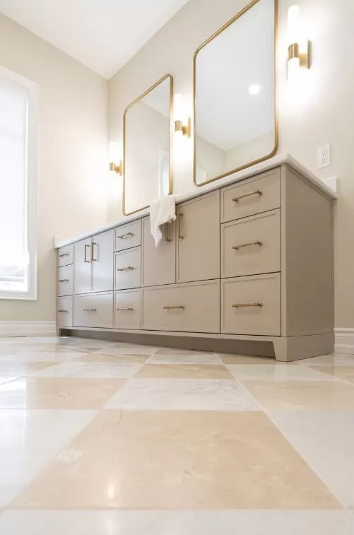 Crema Marfil & O White 12x12 Marble Checkerboard