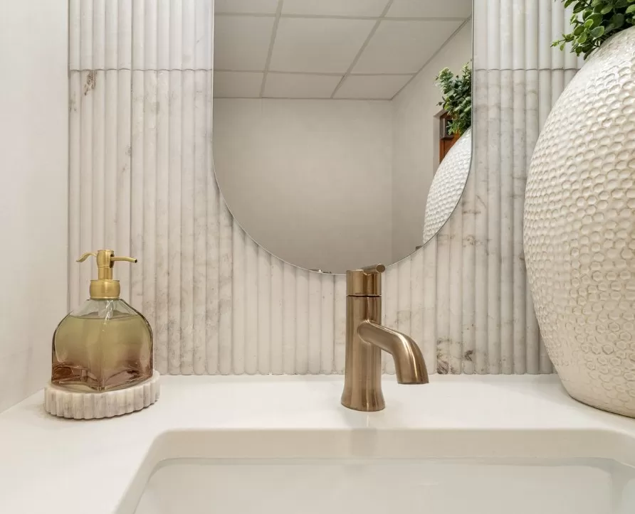 Fluted Marble Law Office Bathroom