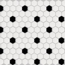 HEXAGON WHITE/BLACK 1x1 .839 PER SHEET  HU2010003*