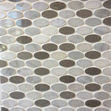 MARBLE OVALS SMOKE 12x12 MOSAIC FULL BOXES ONLY  .