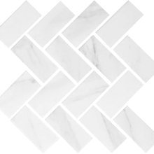 MIKI MARBLE HERRINGBONE CARRARA WHITE 2x4 PORCELAIN MOSAIC  MEKWA1003