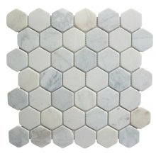 42STM083 CALACATTA, CARRARA, NEW WHITE 2x2 HEXAGON TUMBLED  .