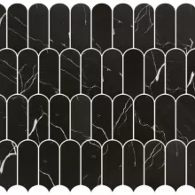MURANO NERO MARQUINA 1x3 FEATHER MOSAIC .