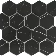 MURANO NERO MARQUINA 3x3 HEXAGON MOSAIC .