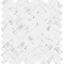MURANO  STATUARIO 12x12 HERRINGBONE MOSAIC .