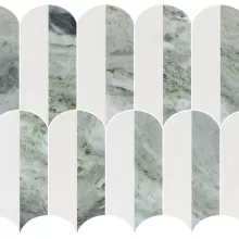 COASTLINE 2 TONE MARBLE MOSAIC EMERALD 12x12 HONED W/POLISHED ACCENTS  111600
