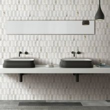 COASTLINE 2 TONE MARBLE MOSAIC OCEAN 12x12 HONED W/POLISHED ACCENTS  111700