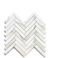 NATURAL STONE CALACATTA GOLD HERRINGBONE 1x4 HONED MOSAIC .