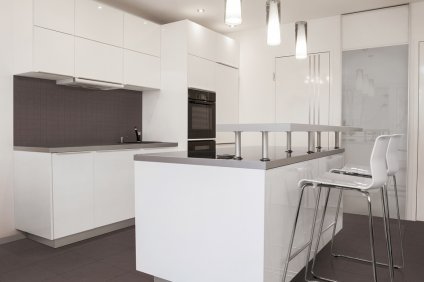 Contemporary Kitchen Floor and Backsplash