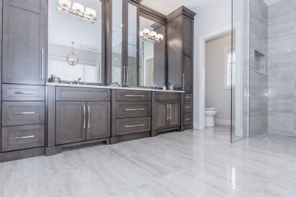 Contemporary Bathroom Floor and Shower