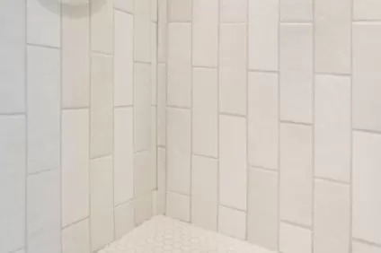 Penny Round Shower Floor + Vertically Offset Artisan White