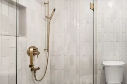 Vertical Offset Artisan White Shower