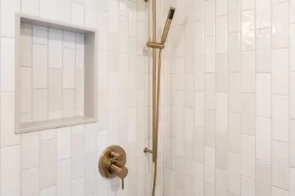 Vertical Offset Artisan White Shower