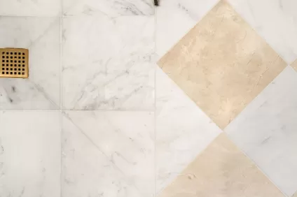 Curbless Marble Shower Floor