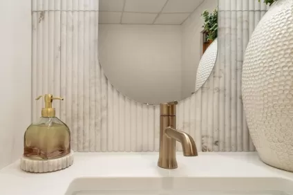 Fluted Marble Law Office Bathroom