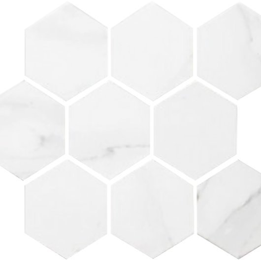 MIKI MARBLE HEXAGON CARRARA WHITE 4x4 PORCELAIN MOSAIC  MNCKW1003