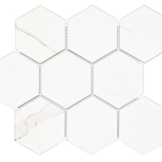 CALACATTA 4" HEXAGON PORCELAIN 4x4 MATTE  PMFQ82223