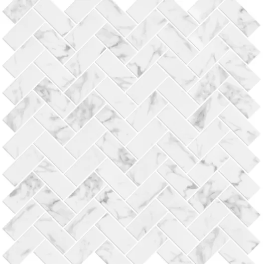MURANO  STATUARIO 12x12 HERRINGBONE MOSAIC .