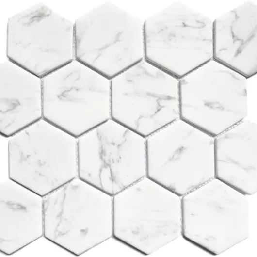 MURANO STATUARIO 3x3 HEXAGON MOSAIC .