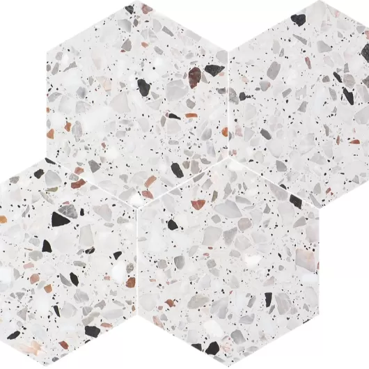 ALLEGRO TERRAZZO CEMENTO 6x6 HEXAGON MOSAIC 660303
