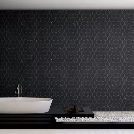 MARBLE NERO MARQUINA 3x3 HEXAGON MOSAIC  910300