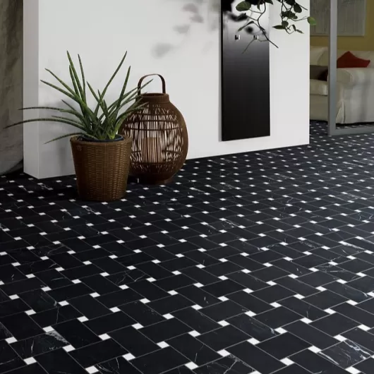 MARBLE NERO MARQUINA .x. BASKETWEAVE WITH WHITE DOT  910200