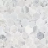 SANTORINI WHITE MARBLE HEXAGON 3x3 HONED MOSAIC  625303